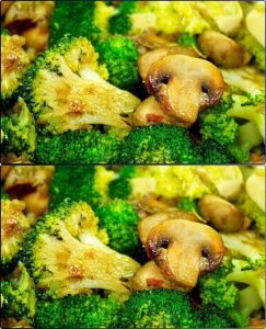 Broccoli with Mushrooms and Baked Potatoes