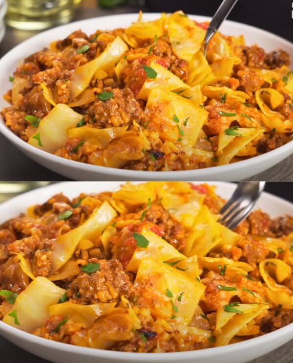 Stewed Cabbage with Mingled Meat in a Frying Pan - Simple and Tasty ...