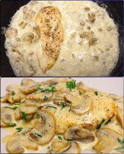 Chicken Breast with Mushrooms in a Creamy Sauce