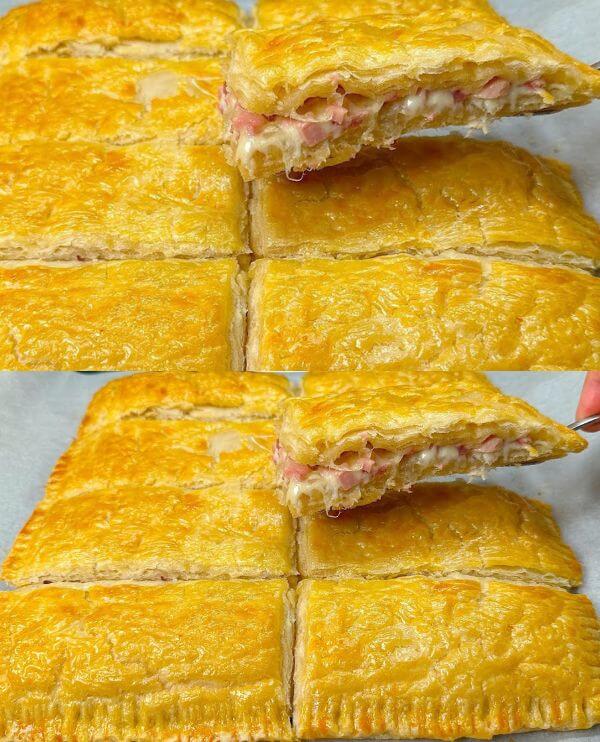 Savory puff pastry pie