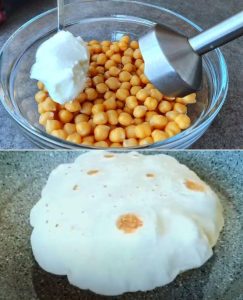 bread chickpeas and yogurt