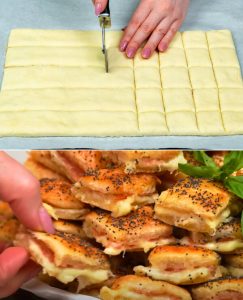 Puff Pastry Filled with Salami and Cheese