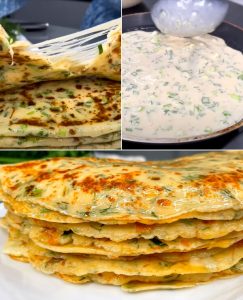 Milk Flatbreads with Cheese and Herbs in a Frying Pan