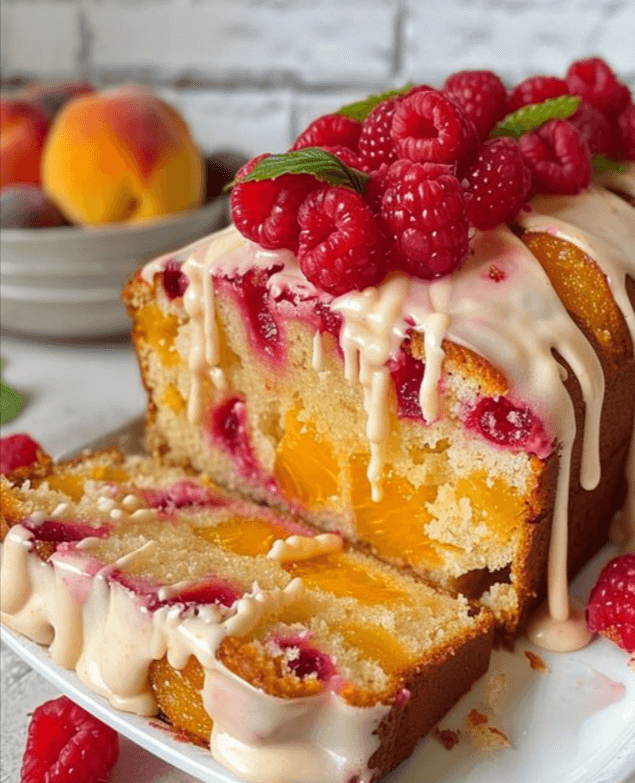 Juicy Peach Raspberry Cake – Made By Emily