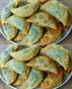 golden fried spinach and cheese crescents
