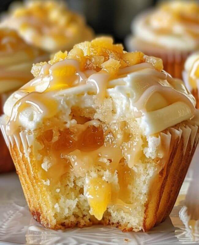 Honey Peach Cream Cheese Cupcakes