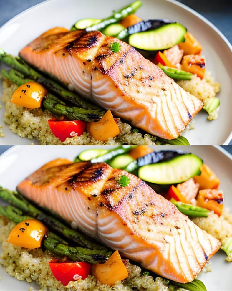 Grilled Lemon Herb Salmon with Quinoa Salad – Made By Emily