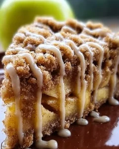 Freshly baked Apple Crumb Cake with a golden crumb topping.