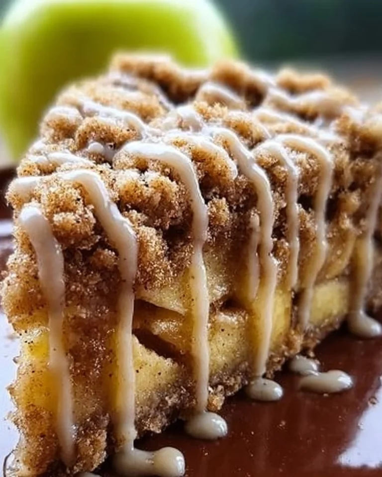 Freshly baked Apple Crumb Cake with a golden crumb topping.