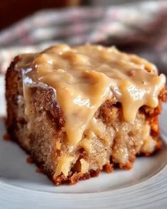 Delicious slice of homemade Apple Dapple Cake on a plate
