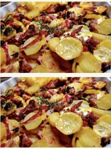 Baked potato slices topped with cheese and eggs, a delicious meal option.