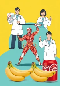 Banana Coca-Cola Smoothie in a glass with bananas and Coke