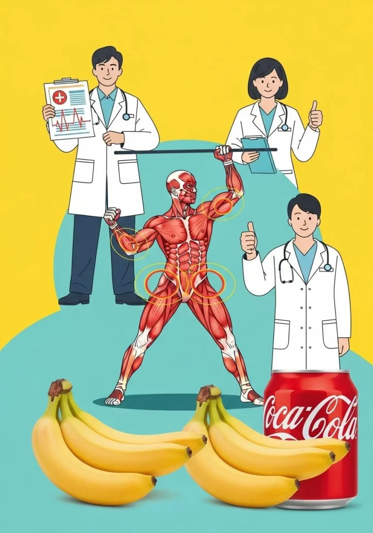 Banana Coca-Cola Smoothie in a glass with bananas and Coke
