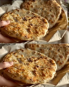 Chia seed flatbread with Greek yogurt, golden brown and deliciously healthy.