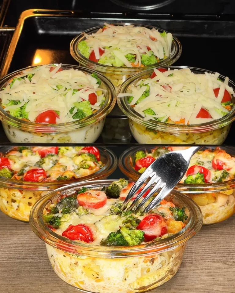 Delicious chicken and vegetable casserole dish served warm
