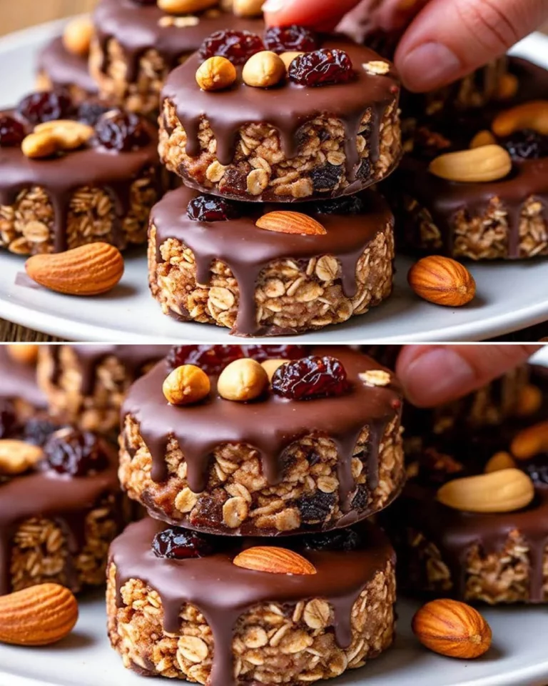 Delicious chocolate-covered oat bars for a healthy snack option.