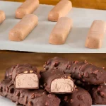 Delicious Chocolate Peanut Butter Bars on a wooden table