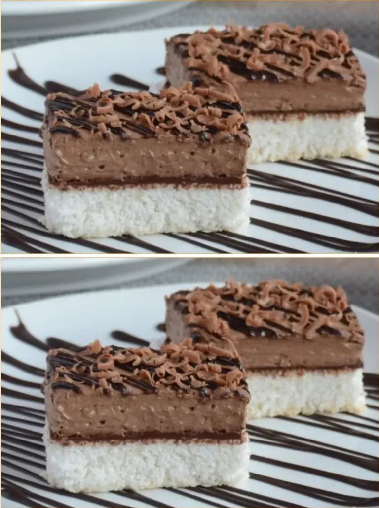Slice of Coconut Fairy Tale Chocolate Coconut Cake with chocolate and coconut layers