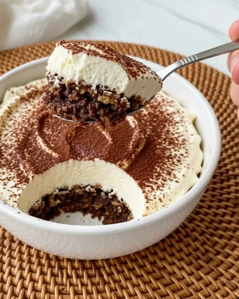 Guilt-free tiramisu dessert with layers of coffee-soaked cake and creamy filling