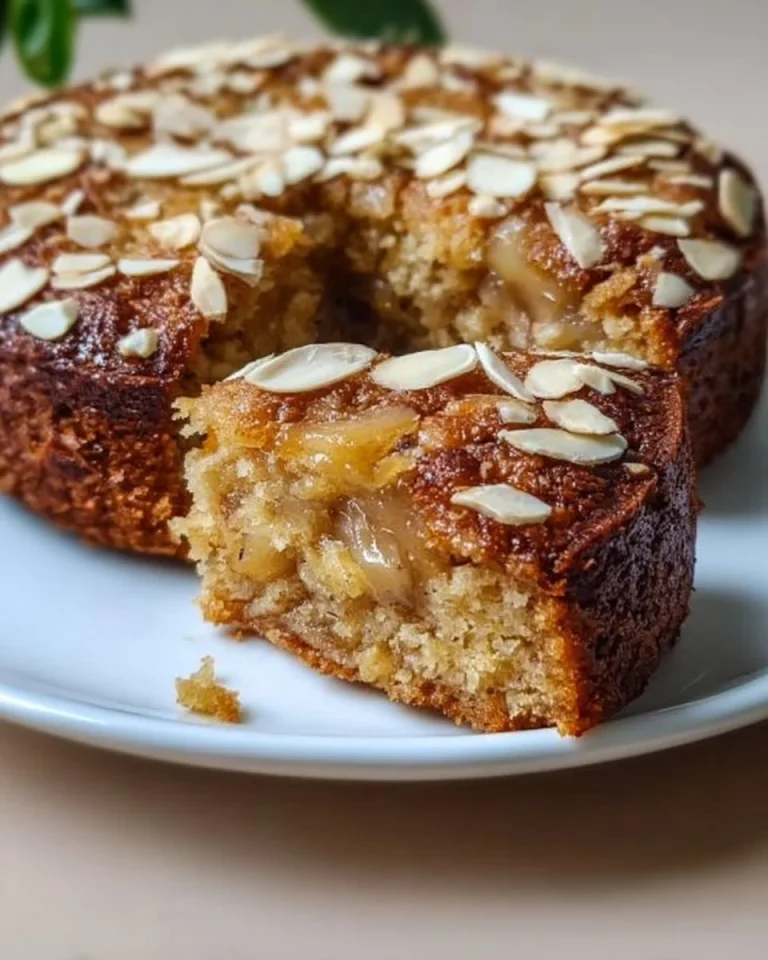 Healthy oatmeal apple cake with fresh apples and oatmeal topping.