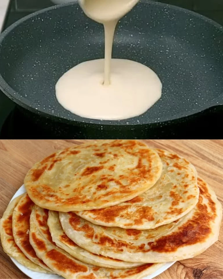 Homemade Layered Flatbread with golden-brown layers on a wooden table