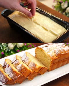 Delicious homemade lemon cake topped with lemon glaze and fresh lemon slices.