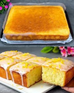 Delicious lemon cake topped with a tangy lemon glaze