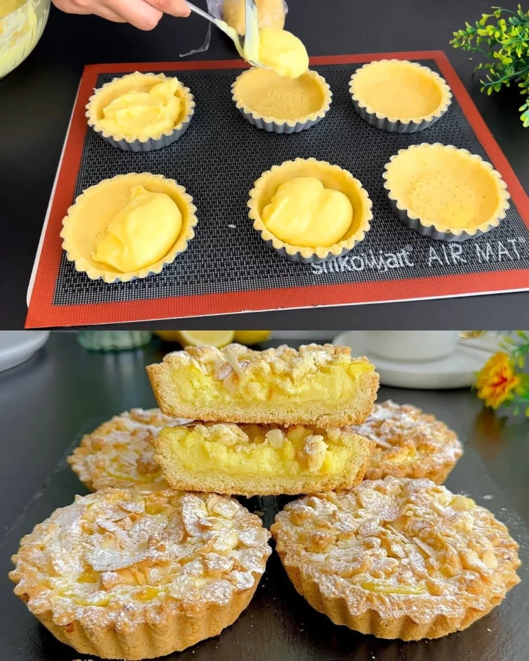 Delicious Lemon Cream Tartlets topped with lemon zest and cream