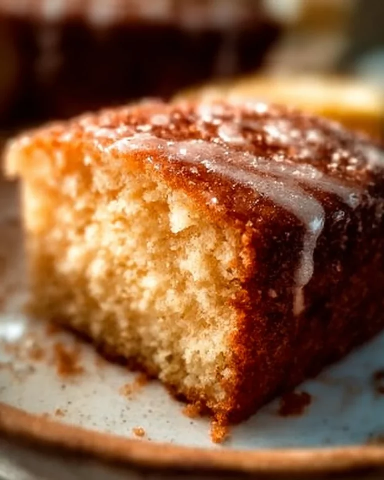 Delicious slice of Moist Cinnamon Apple Cake with apples and cinnamon.