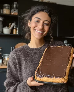 No-bake date caramel brownie batter bars on a white plate