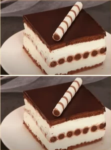 No-bake wafer cream cake with chocolate icing, a layered dessert treat
