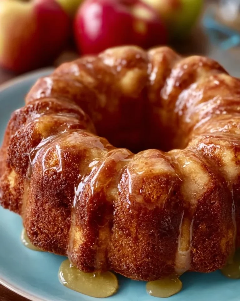 Slice of old-fashioned apple cake on a rustic wooden table
