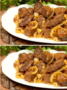 Delicious pot roast served with vegetables and herbs on a plate