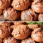 Freshly baked soft chocolate cookies on a cooling rack