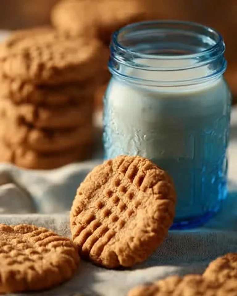 Delicious sugar free peanut butter cookies on a rustic table