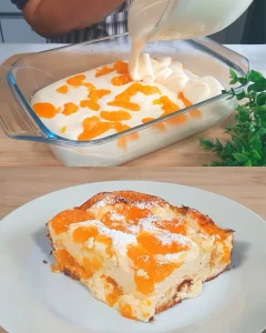 Delicious Tangerine Quark Casserole garnished with fresh tangerine slices