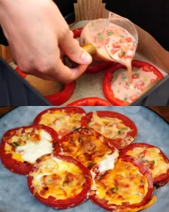 Delicious tomato and cheese egg fritters on a plate