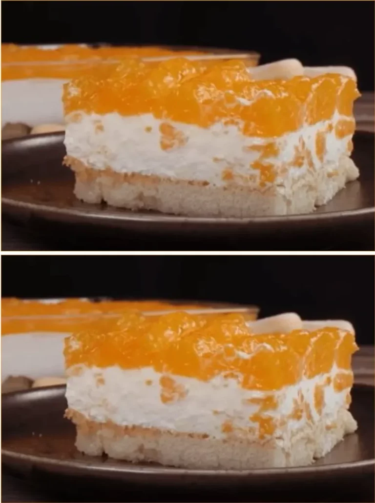 Unbaked sponge cake topped with fresh tangerines for a delightful dessert.