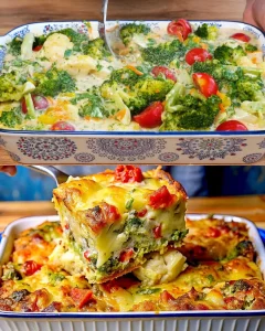 Vegetable Egg Bake with fresh vegetables and eggs, perfect for breakfast
