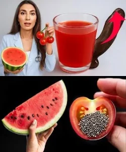 Refreshing watermelon tomato smoothie served in a glass with garnishes