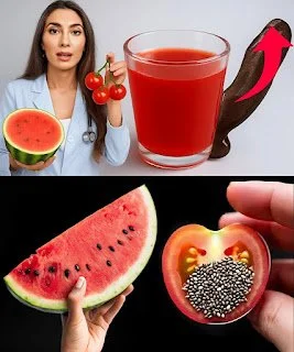 Refreshing watermelon tomato smoothie served in a glass with garnishes