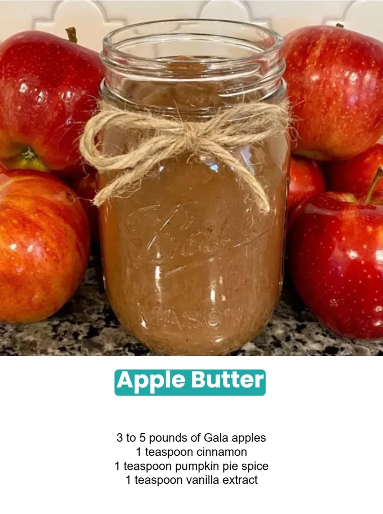 Homemade apple butter in a jar with fresh apples and cinnamon sticks
