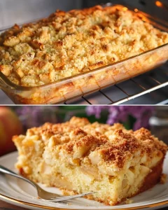 Homemade apple cake with fresh apples and spices, displayed on a rustic wooden table