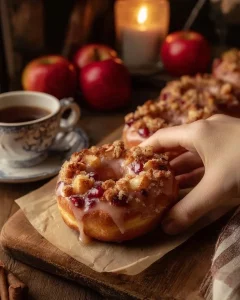 Delicious freshly baked apple cheesecake buns topped with a creamy glaze.