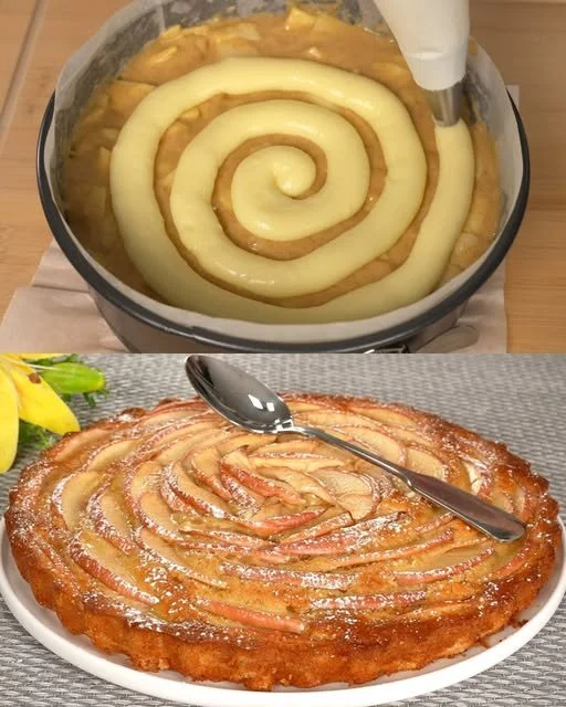 Delicious Apple Cinnamon Cake with Orange Vanilla Custard topping