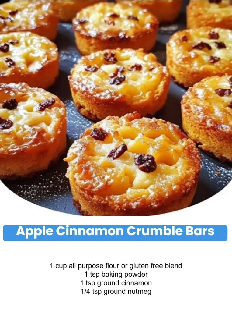 Delicious Apple Cinnamon Crumble Bars topped with a sweet cinnamon crumble