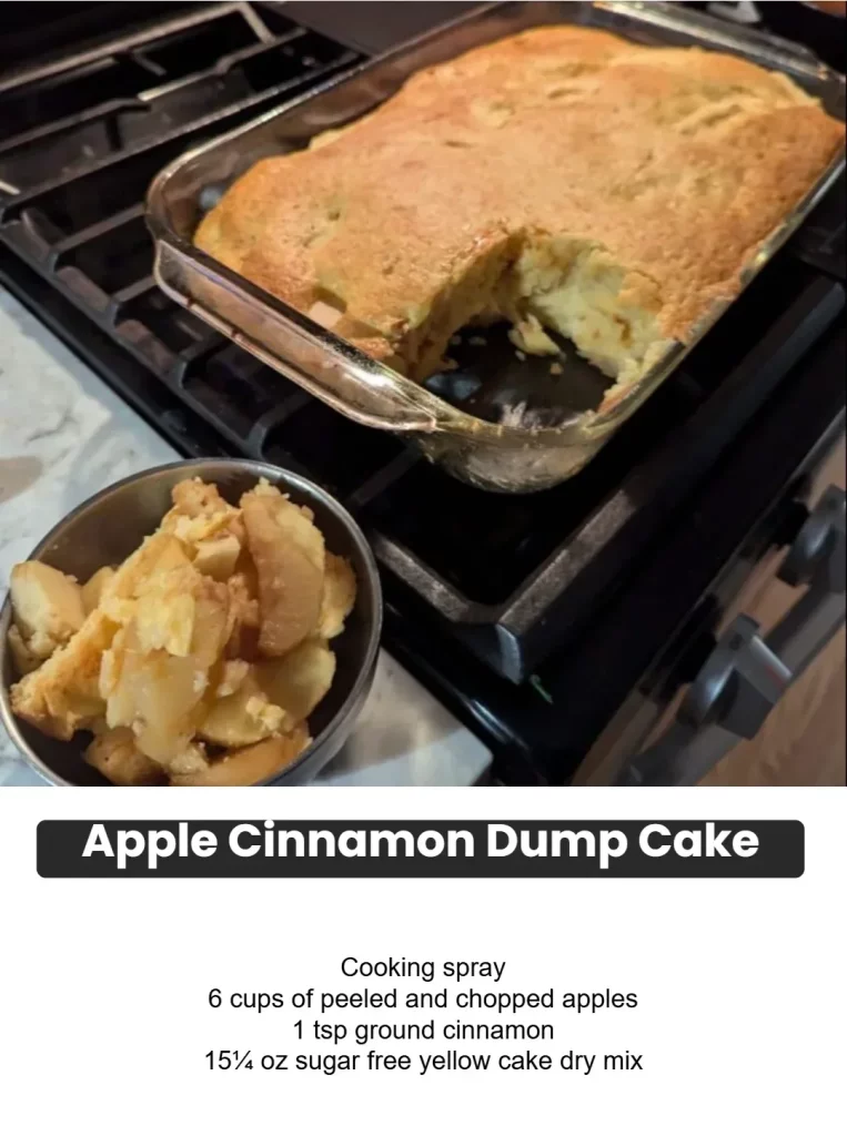 Delicious Apple Cinnamon Dump Cake served on a plate with a scoop of ice cream