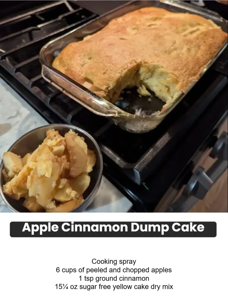 Delicious Apple Cinnamon Dump Cake served on a plate with a scoop of ice cream