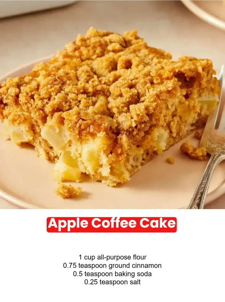 A mouthwatering apple coffee cake topped with cinnamon and fresh apples