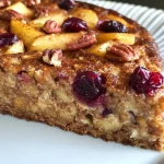 Delicious Apple Cranberry Protein Oatmeal Cake served on a plate